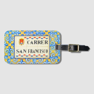 San Francisco Spanish Yellow Blue Decorative Tiles Luggage Tag