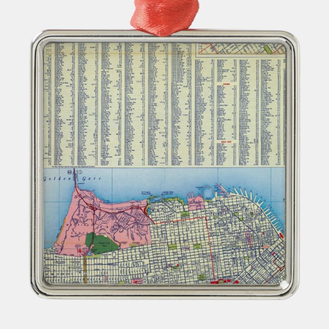 San Francisco Street Map Metal Ornament (Front)