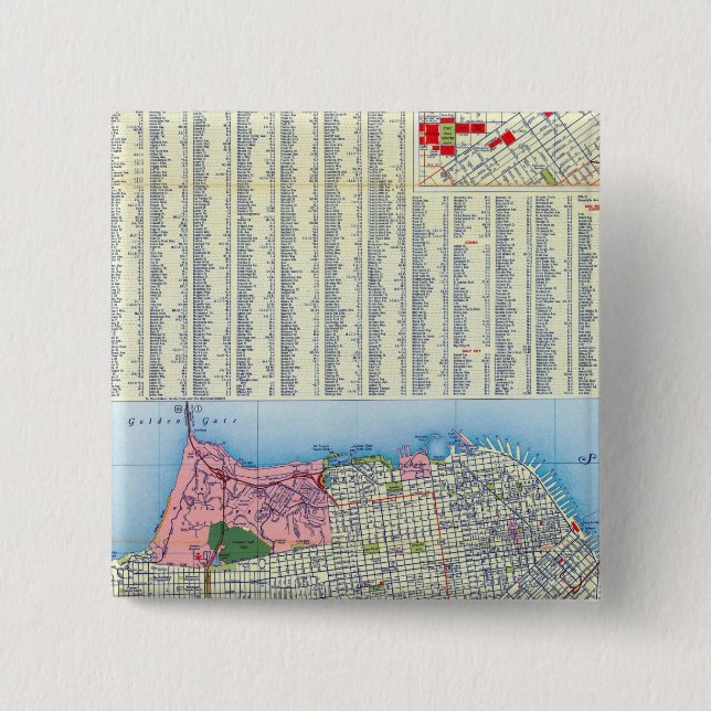 San Francisco Street Map Pinback Button (Front)