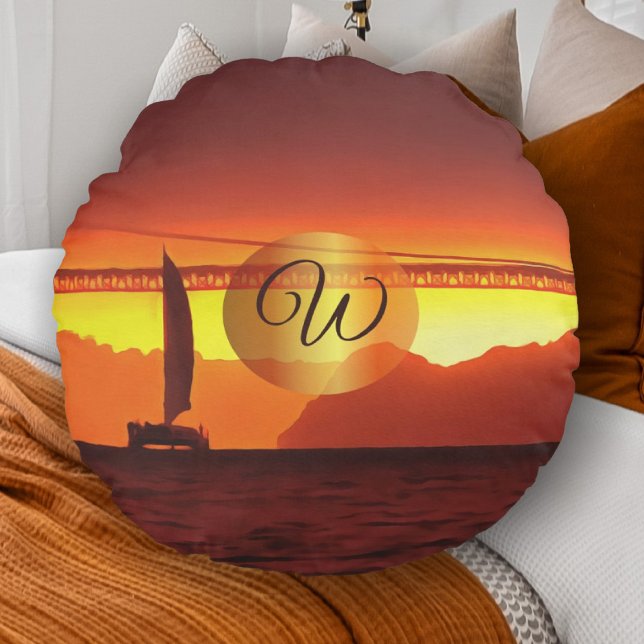 San Francisco Sunset 1124 Round Pillow (Creator Uploaded)