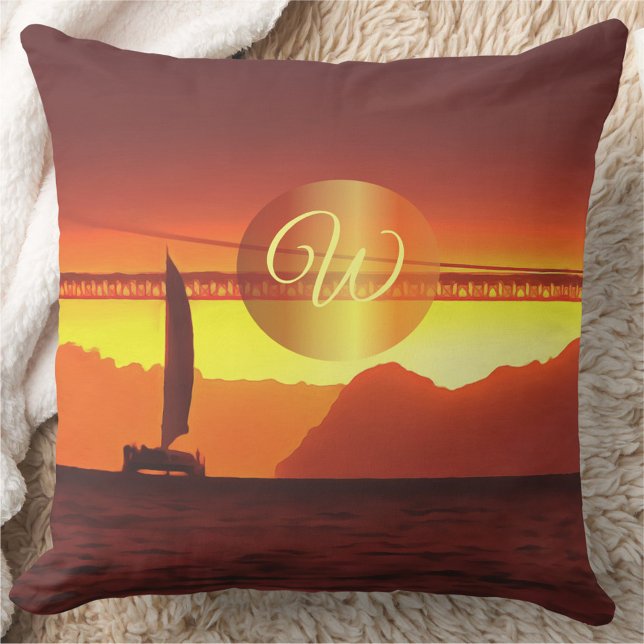 San Francisco Sunset 1124 Throw Pillow (Creator Uploaded)