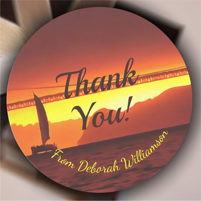 San Francisco Sunset Thank You 1124 Classic Round Sticker (Creator Uploaded)