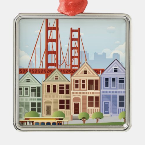 San Francisco  The Painted Ladies Metal Ornament