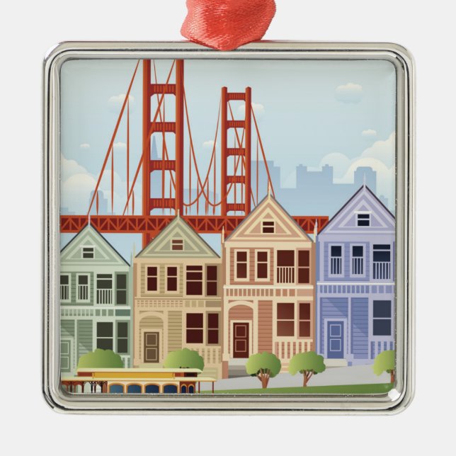 San Francisco | The Painted Ladies Metal Ornament (Front)