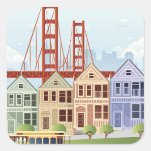 San Francisco   The Painted Ladies Square Sticker