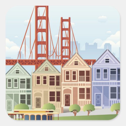 San Francisco  The Painted Ladies Square Sticker