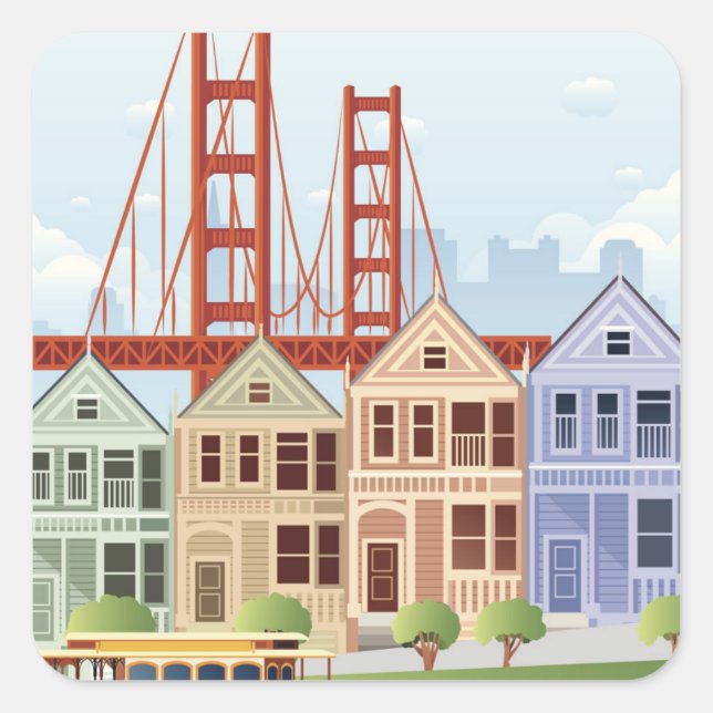 San Francisco | The Painted Ladies Square Sticker (Front)