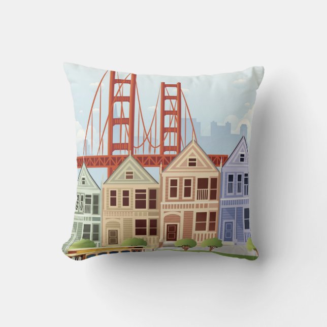 San Francisco | The Painted Ladies Throw Pillow (Front)