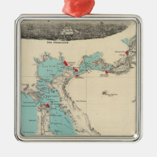 San Francisco to Sacramento Metal Ornament