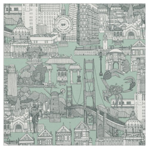 San Francisco toile balsam duck egg Fabric