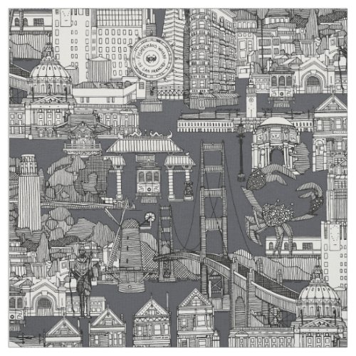 San Francisco toile black iron gray Fabric