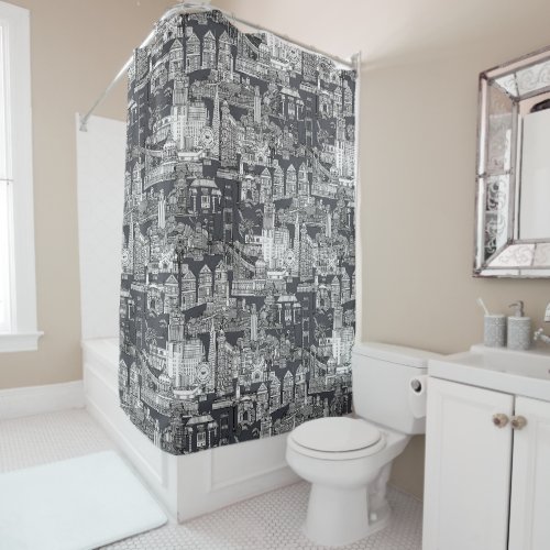 San Francisco toile black iron gray Shower Curtain