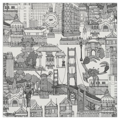 San Francisco toile black white Fabric