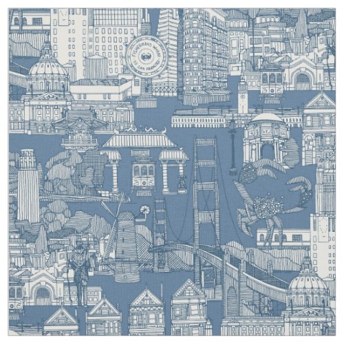 San Francisco toile cobalt denim Fabric