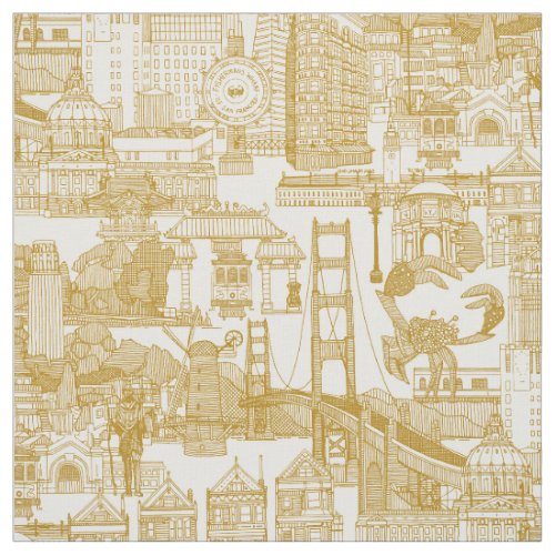 San Francisco toile gold pearl Fabric