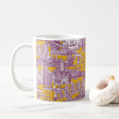 San Francisco toile purple yellow Coffee Mug