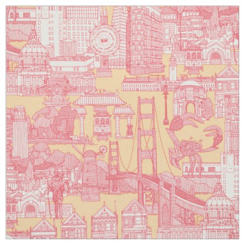 San Francisco toile rose pink honey Fabric