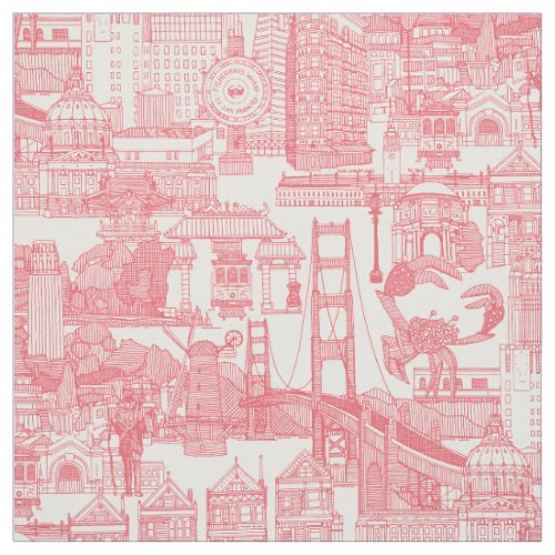 San Francisco toile rose pink pearl Fabric