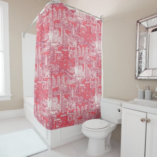 San Francisco toile viva magenta rose pink Shower Curtain
