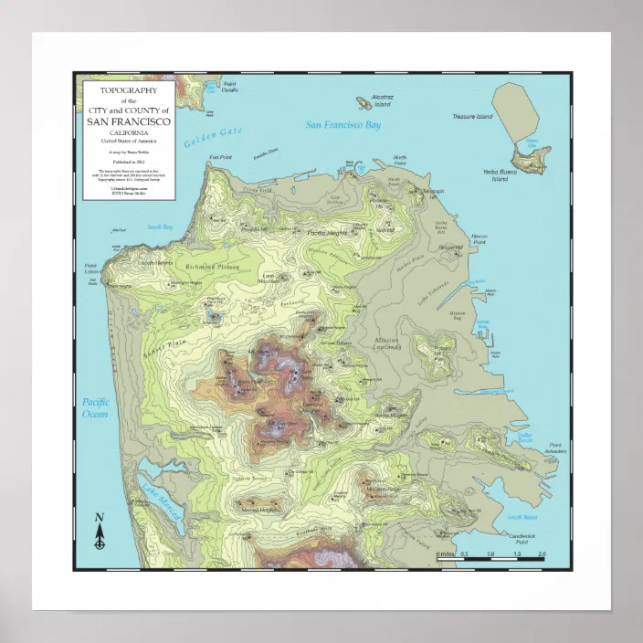 San Francisco Topographic Map San Francisco Topography Map (2013) Poster | Zazzle.com