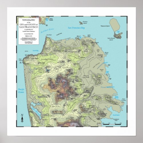 San Francisco Topography Map 2013 Poster