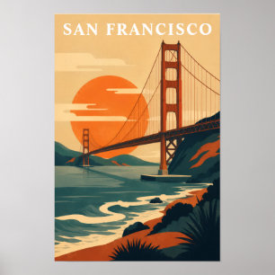 San Francisco Travel Vintage Style Golden Gate Poster