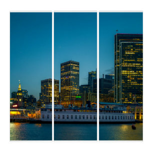 San Francisco Triptych Wall Art Blue Hour Panels