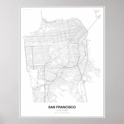 San Francisco United States Minimalist Map Poster