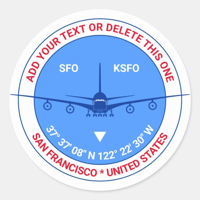 San Francisco, USA, Customizable Cool Travel Classic Round Sticker (Front)