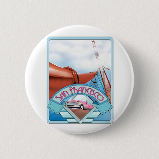 San Francisco, USA, travel poster Button (Front)