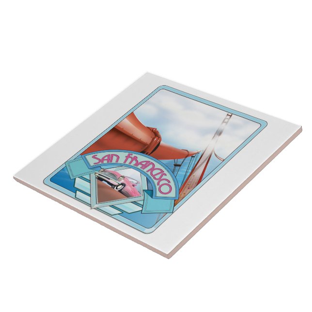 San Francisco, USA, travel poster Ceramic Tile (Side)