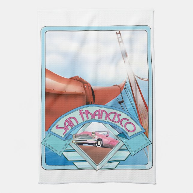 San Francisco, USA, travel poster Kitchen Towel (Vertical)