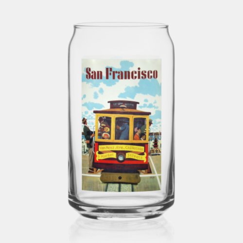San Francisco USA Vintage Travel Can Glass