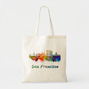 San Francisco V2 skyline in watercolor copia Tote Bag