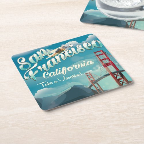 San Francisco Vacation vintage travel poster Square Paper Coaster