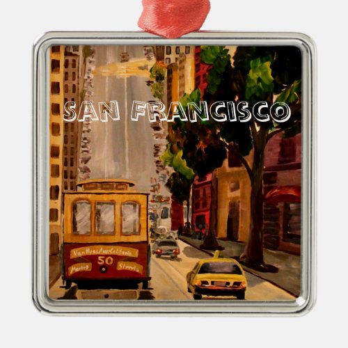 San Francisco Van Ness Cable Car Metal Ornament