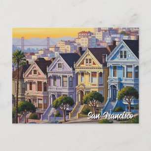 San Francisco Victorian Houses California Postcard