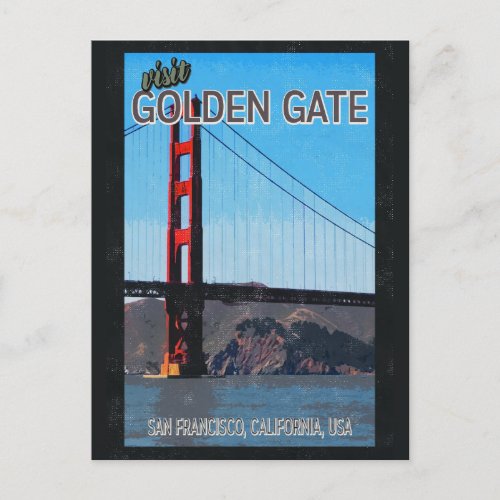 San Francisco Vintage Golden Gate Bridge Travel Postcard
