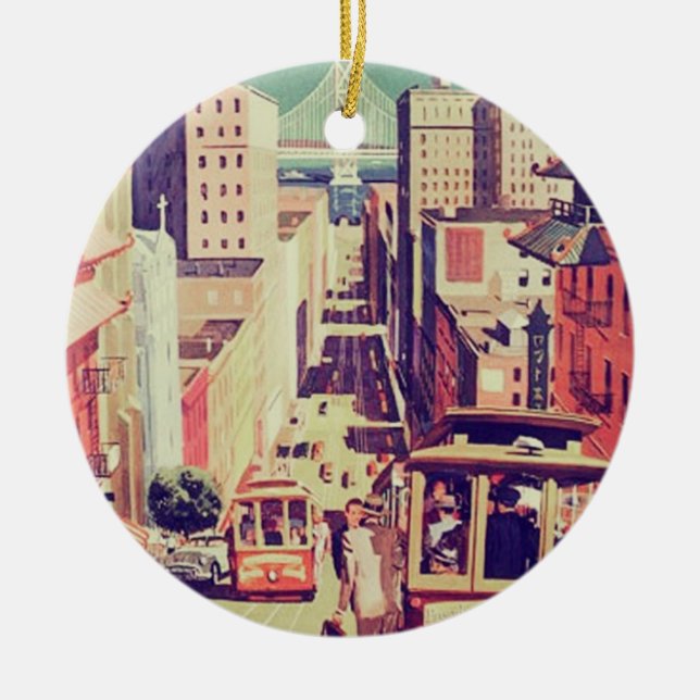 San Francisco vintage postcard Ceramic Ornament (Front)