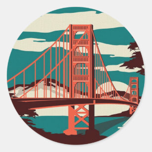 San Francisco Vintage Style Classic Round Sticker