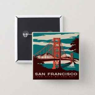 San Francisco Vintage Style Golden Gate Bridge  Button