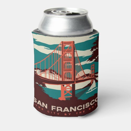 San Francisco Vintage Style Golden Gate Bridge Can Cooler