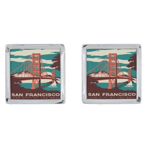 San Francisco Vintage Style Golden Gate Bridge Cufflinks
