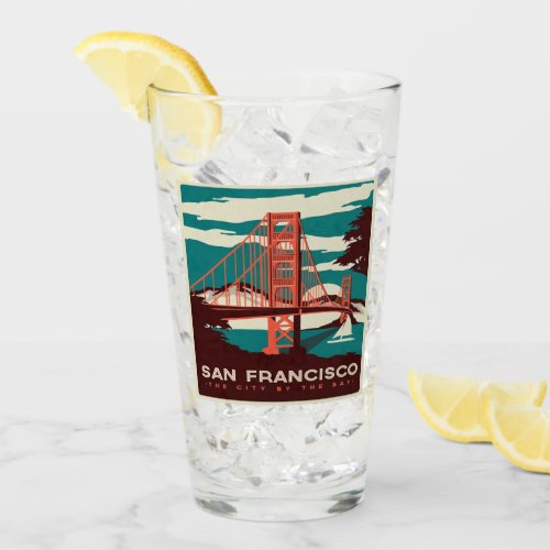 San Francisco Vintage Style Golden Gate Bridge   Glass