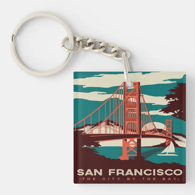 Bridge Shape Key Chain San Francisco Vintage Style Golden Gate Bridge Keychain | Zazzle