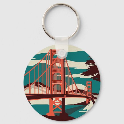 San Francisco Vintage Style Golden Gate Bridge  Keychain
