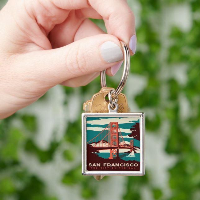 San Francisco Vintage Style Golden Gate Bridge   Keychain (Hand)