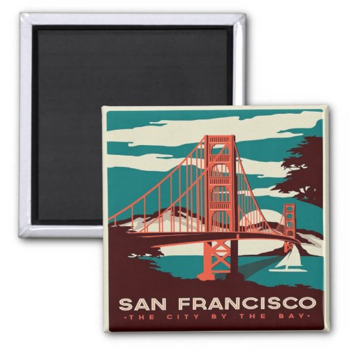 San Francisco Vintage Style Golden Gate Bridge Magnet