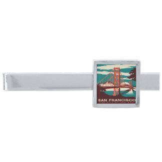San Francisco Vintage Style Golden Gate Bridge Silver Finish Tie Bar
