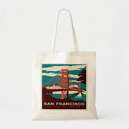 San Francisco Vintage Style Golden Gate Bridge  Tote Bag